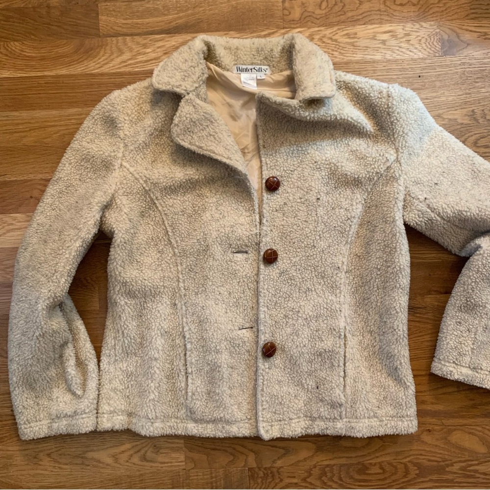 WinterSilks Sherpa Teddy Fleece Lightweight Jacket Silk lining